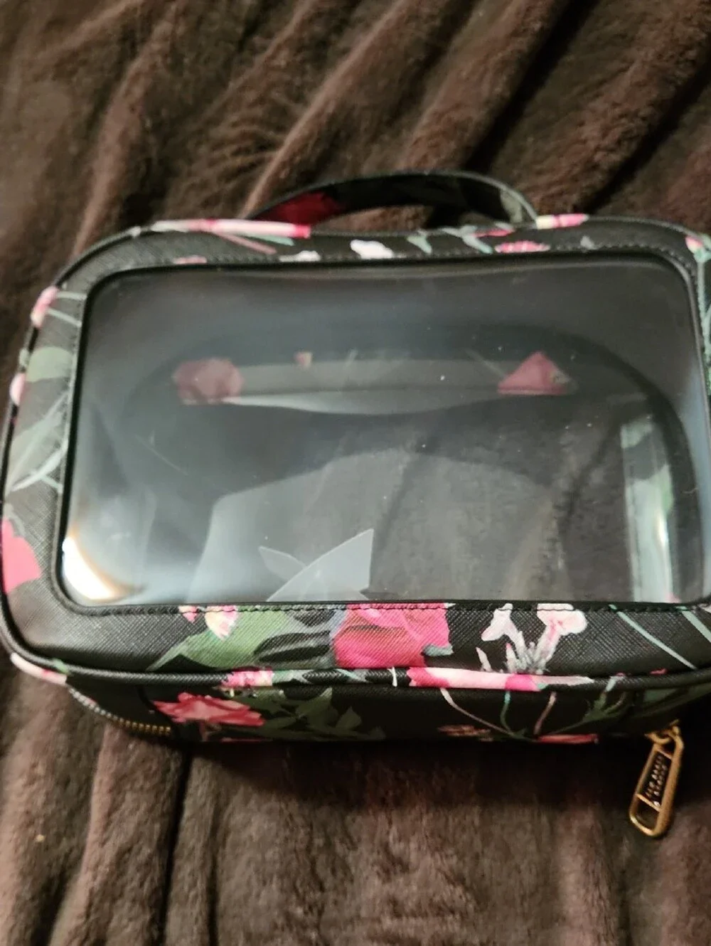 Ted Baker Black Floral Clear Cosmetic Case - Picture 4 of 7